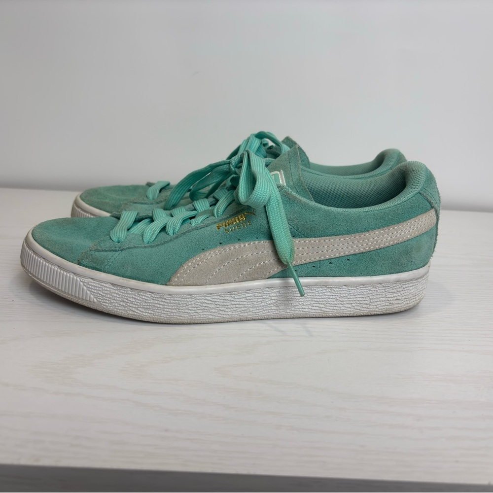 Puma Mint Green Suede Sneakers